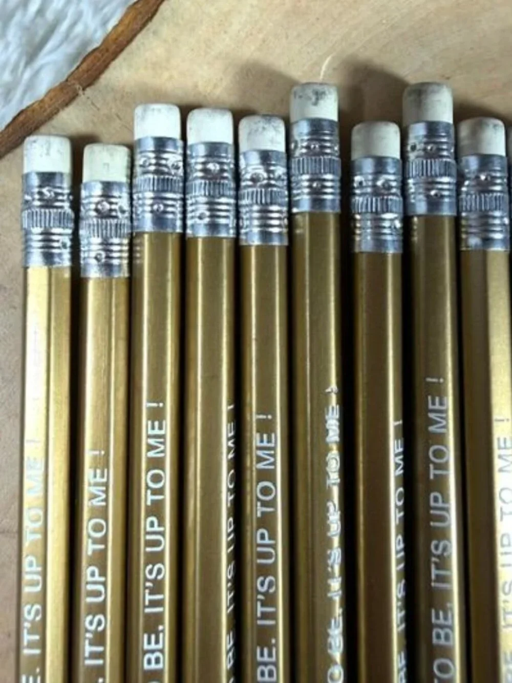 Set of 12 Gold IF IT'S TO BE, IT'S UP TO ME Pencils